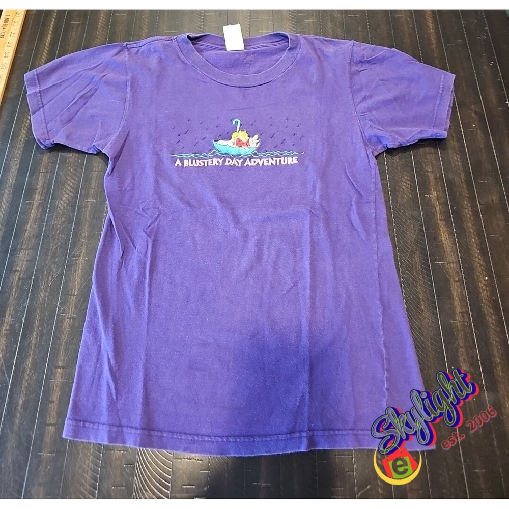 Pooh Purple Vtg 90s Winnie the Embroidered Blustery Day Adventure T-Shirt Size M